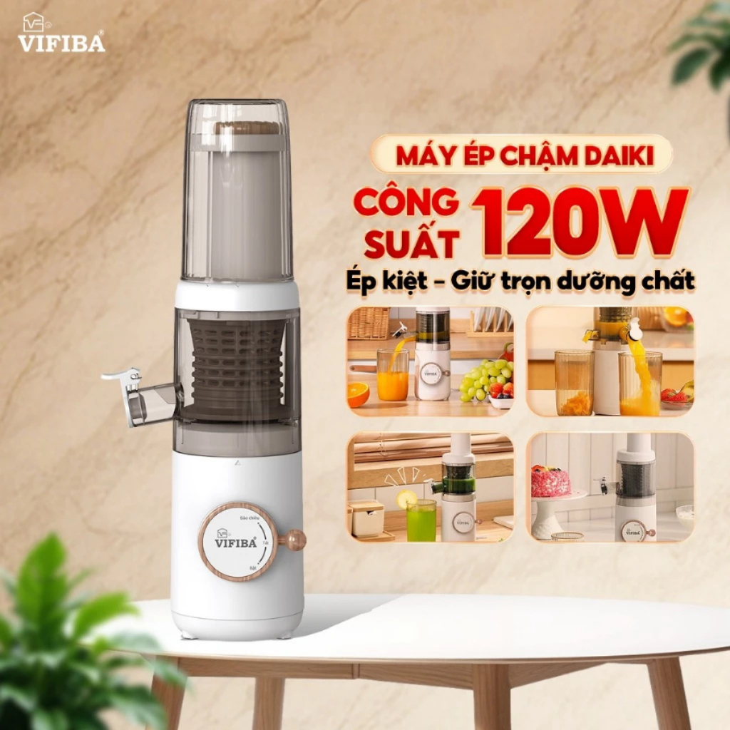 Ảnh Combo Sức Khỏe & Tiện Ích VIFIBA: 1 Máy Ép Trái Cây 120W, 1 Nồi Hấp Điện 2 Tầng Chính Hãng - Nồi Hấp Hẹn Giờ 3