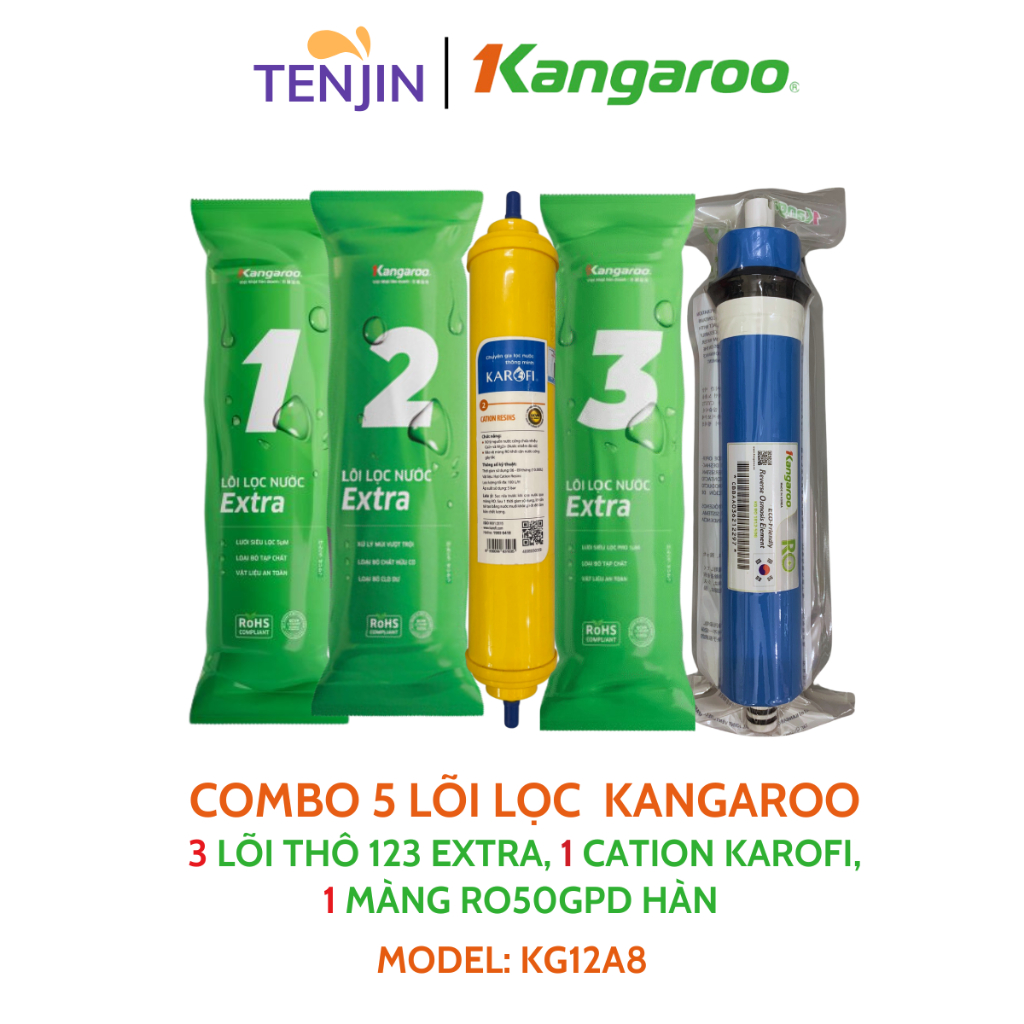 Combo 12 Lõi Lọc Nước Kangaroo Bổ Sung Gấp Đôi Hydrogen Và Khoáng Chất Sử Dụng Cho Model Máy KG12A8...