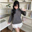 Áo len lông thỏ cổ tròn dài tay họa tiết trơn basic nhiều màu form rộng thời trang ulzzang DELIZ AL61
