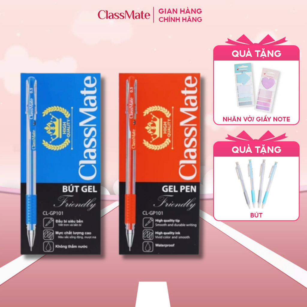 Hộp 12 Bút Gel Classmate Bút Nước Xanh Đen Tím Đỏ Bút Bi Nước Ngòi 0 ...