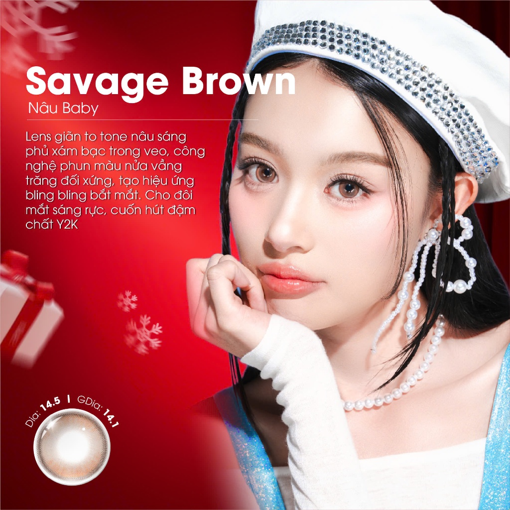 Ảnh Kính áp tròng VIVIMOON EYECONIC lens cận cho mắt thở màu nâu baby Savage Brown, giãn tròng to 14.5mm hạn sử dụng 6 tháng 2