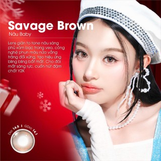 Kính áp tròng VIVIMOON EYECONIC lens cận cho mắt thở màu nâu baby Savage Brown, giãn tròng to 14.5mm hạn sử dụng 6 tháng
