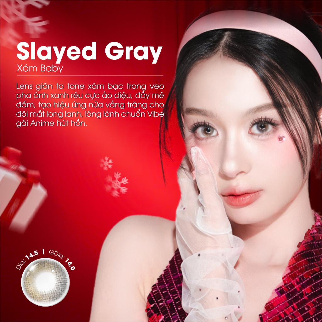 Ảnh Kính áp tròng VIVIMOON EYECONIC lens cận cho mắt thở màu xám baby Slayed Gray, giãn tròng to 14.5mm, hạn sử dụng 6 tháng 1