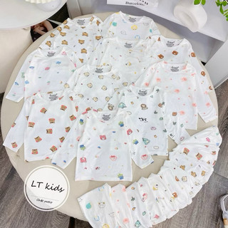 Bộ dài sơ sinh thun lạnh bé trai bé gái, bộ dài thun lạnh, bộ thun lạnh khuy vai bé trai bé gái