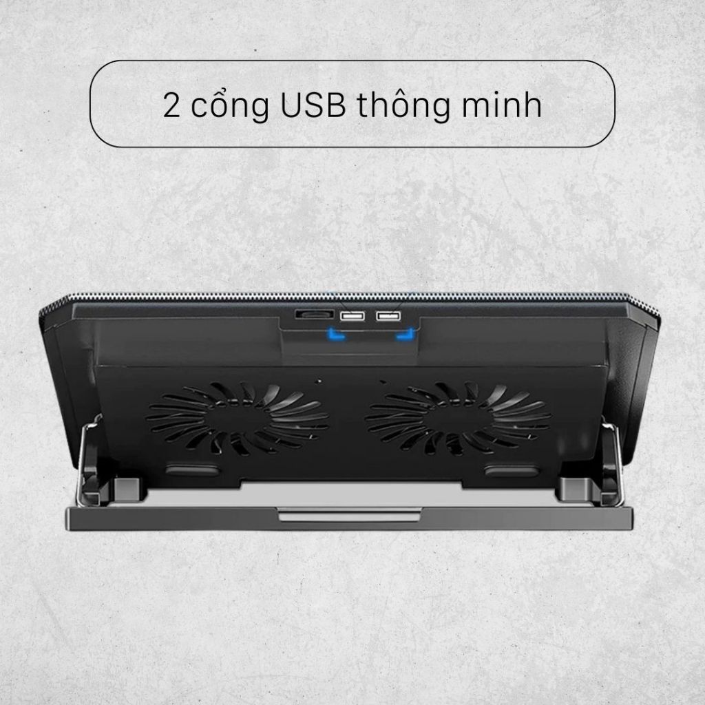 Đế tản nhiệt laptop macbook N99, đế tản nhiệt vi tính 17 inch làm mát nhanh 4 mức gấp gọn LABADO