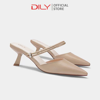 Guốc sục nữ DILY mũi nhọn quai 2 dây tiện lợi, dép guốc sục gót nhọn cao 6cm DL0556