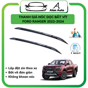 Thanh giá nóc dọc theo xe Ford Ranger 2022-2024 OEM,Chất liệu nhựa - hợp kim nhôm. Bắt vít chắc chắn