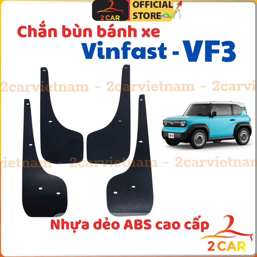 Chắn bùn xe Vinfast VF3 , Dè chắn bùn bánh xe VF3, hạn chế nước, bùn đất bắn lên xe- 1 bộ 4 tấm kèm ốc vít đầy đủ- 2CAR