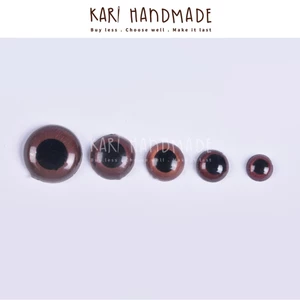Mắt dán nâu gấu len gấu bông handmade