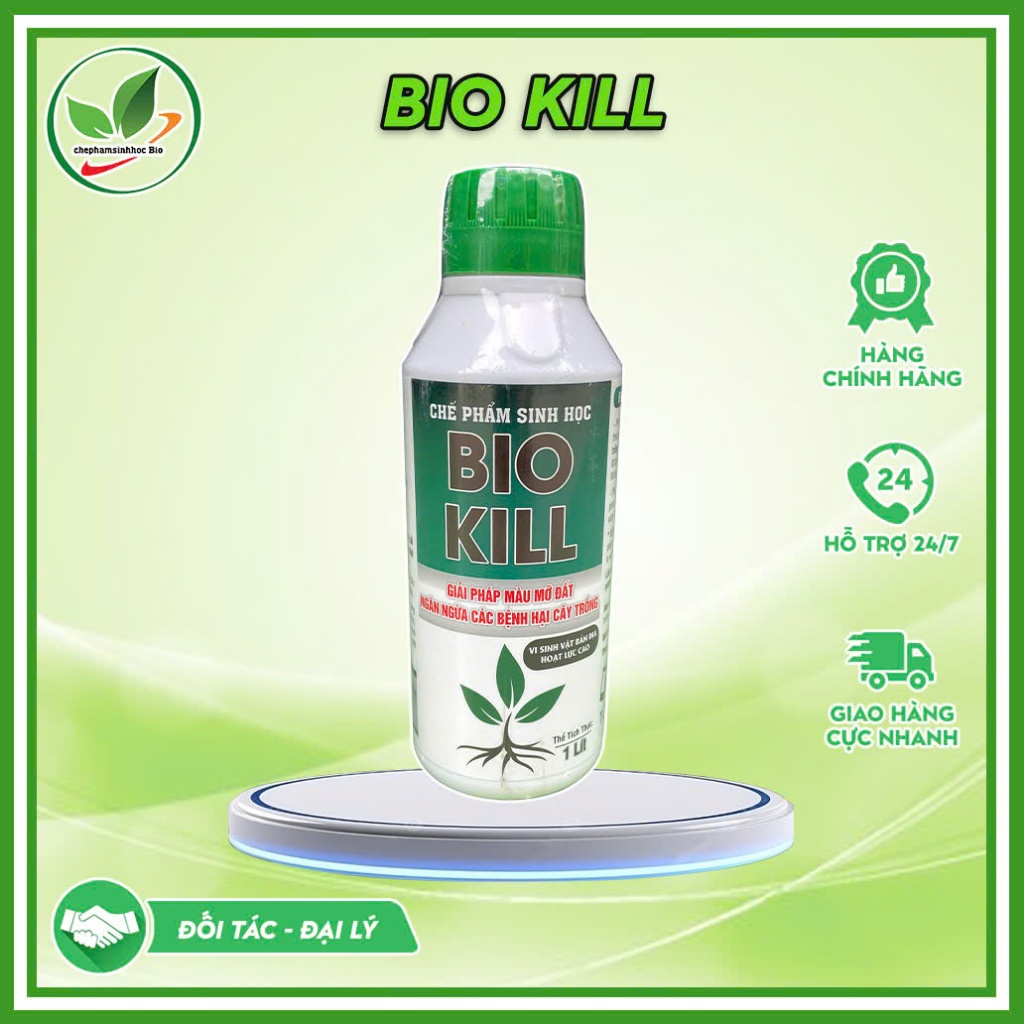 CHẾ PHẨM SINH HỌC BIO KILL. Giải Pháp Màu Mỡ Đất, Ngăn Ngừa Cách Bệnh Hại Cây Trồng. Chai 1L