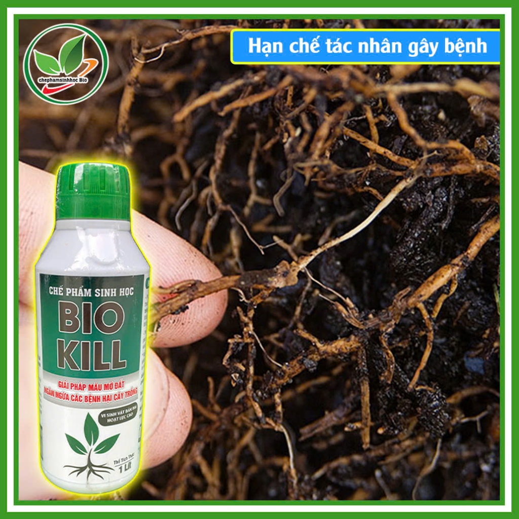 CHẾ PHẨM SINH HỌC BIO KILL. Giải Pháp Màu Mỡ Đất, Ngăn Ngừa Cách Bệnh Hại Cây Trồng. Chai 1L