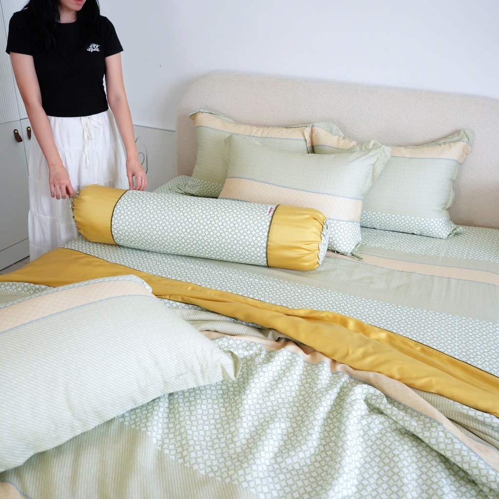 Bộ chăn ga gối giường lụa tencel siêu mềm mịn Hàn Quốc Julia 854