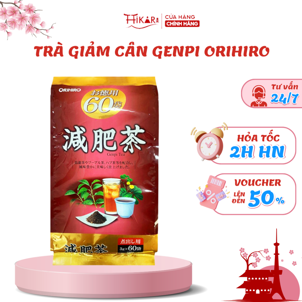 Ảnh Trà Genpi Orihiro hỗ trợ giảm mỡ thừa chính hãng Nhật Bản - túi 60 gói 1