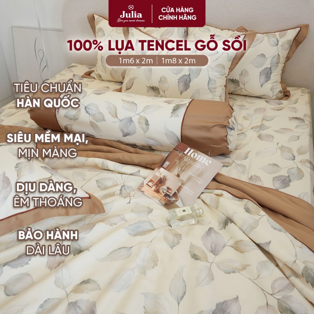 Bộ chăn ga gối giường lụa tencel siêu mềm mịn Hàn Quốc Julia 858