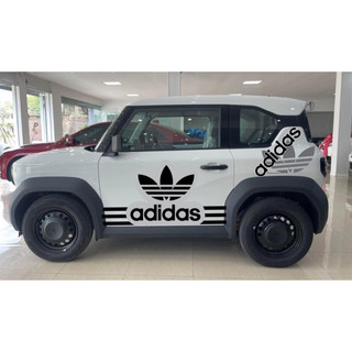 Tem 2 bên Sườn Xe Ô tô VF3, Team Decal Oto-Tem 2 bên sườn Cực Chất, Hàng 3 Lớp Chất Lượng Cao ,Team Decal sọc Adidas