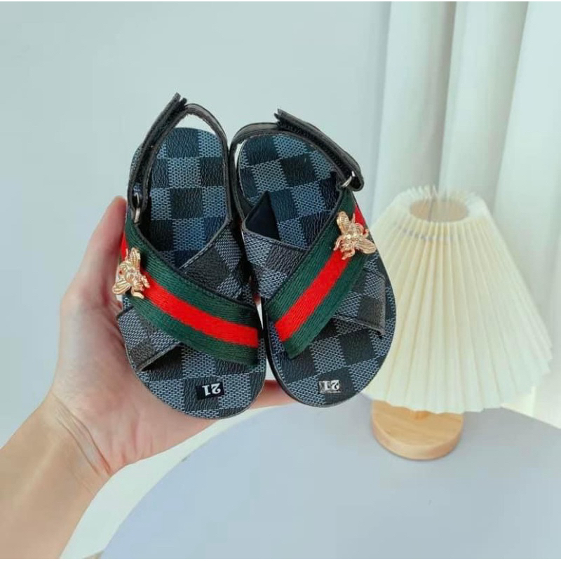 Giày Sandal Bé Siêu Xinh- Dép Quai Chéo Phối Xanh Navy Phối Viền Hồng Đủ Size