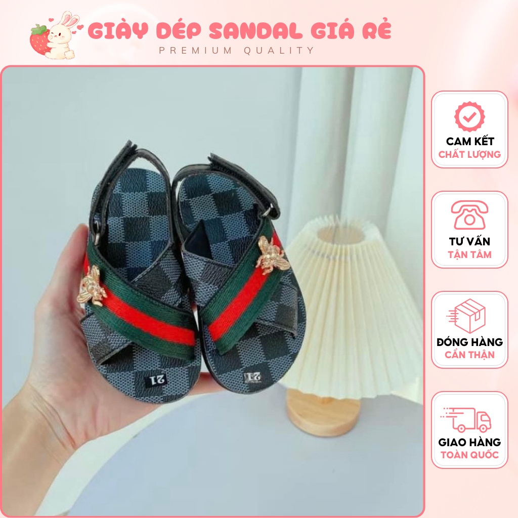Giày Sandal Bé Siêu Xinh- Dép Quai Chéo Phối Xanh Navy Phối Viền Hồng Đủ Size