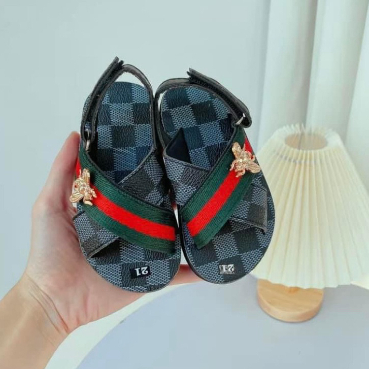 Giày Sandal Bé Siêu Xinh- Dép Quai Chéo Phối Xanh Navy Phối Viền Hồng Đủ Size