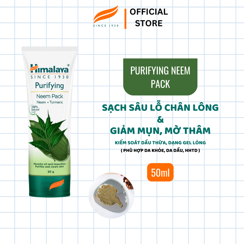 Ảnh Mặt nạ đất sét lá neem loại bỏ mụn, bã nhờn và mờ thâm Himalaya Neem Face Pack 50ml 1