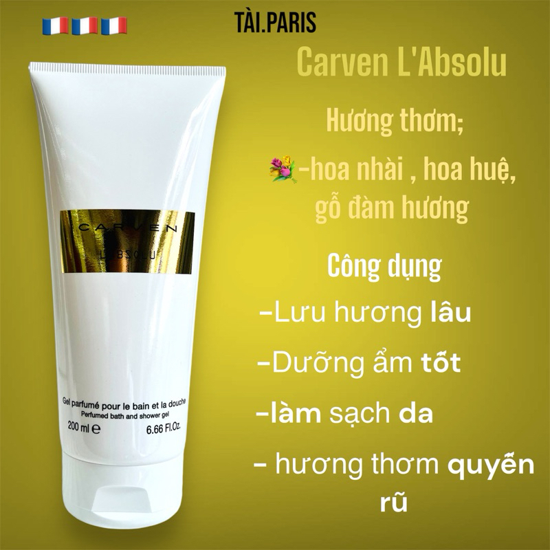 siêu thơm) Sữa tắm hương nước hoa Gel douche parfume Carven