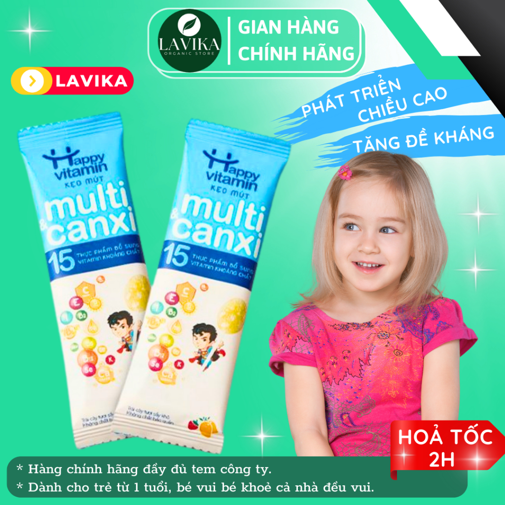 Kẹo Mút Happy Vitamin & Multi Canxi và 15 Vitamin Tổng Hợp Giúp Xương ...
