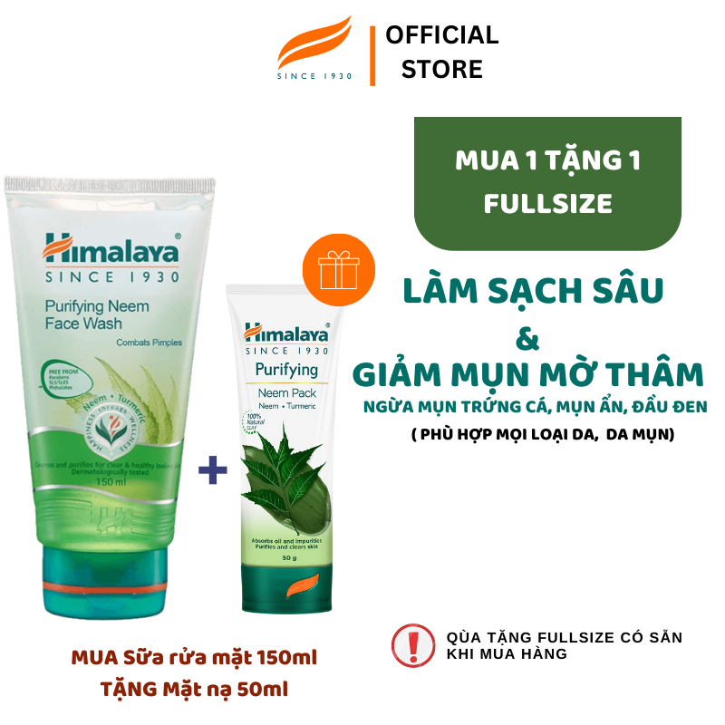 Ảnh Sữa rửa mặt neem Himalaya Purifying Neem Face Wash 150ml TẶNG Mặt nạ đất sét 50ml 1