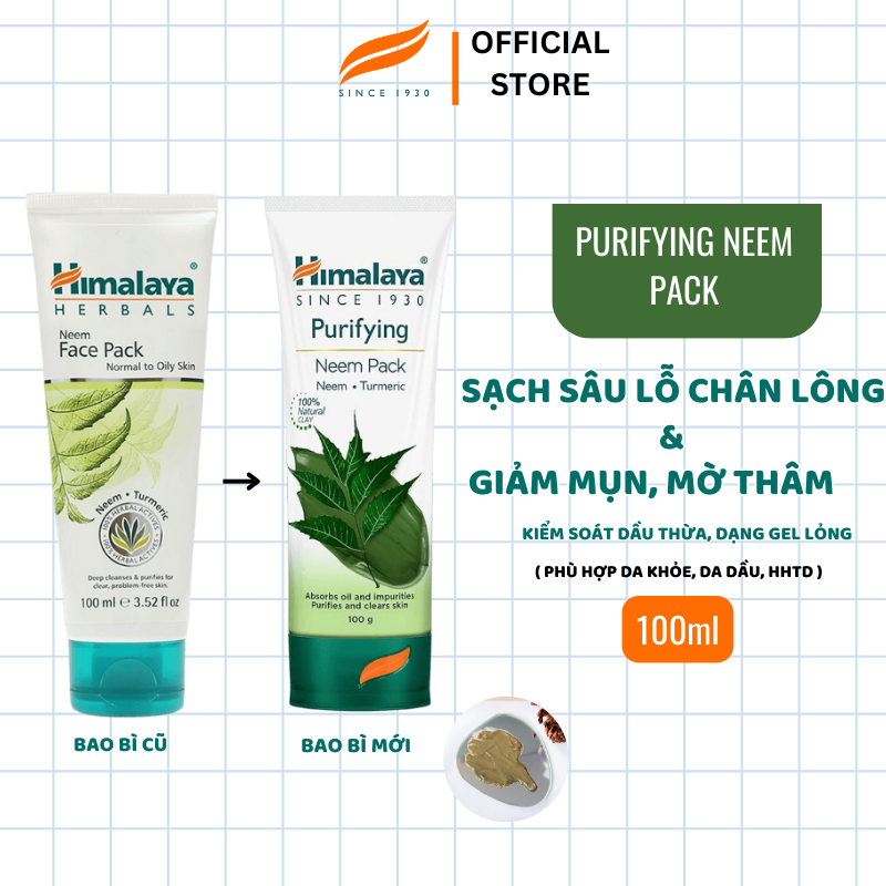 Ảnh Mặt nạ đất sét kiềm dầu giảm mụn chăm sóc lỗ chân lông từ lá neem Himalaya Neem Face Pack 100ml 2