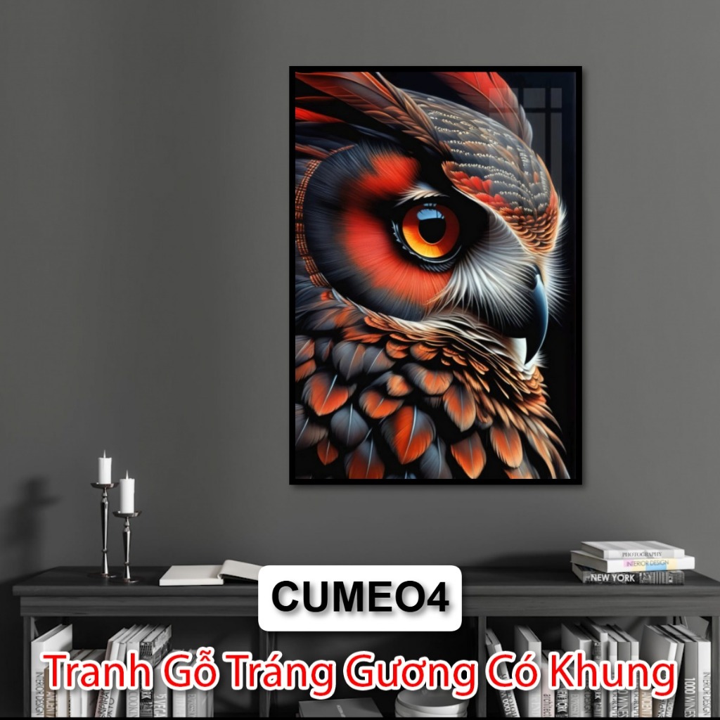 Tranh Gỗ Tráng Gương Chủ Đề Cú Mèo, Sự Hài Hòa Giữa Thiên Nhiên Và Nghệ Thuật - Decor Phòng Khách - Decor Khách Sạn