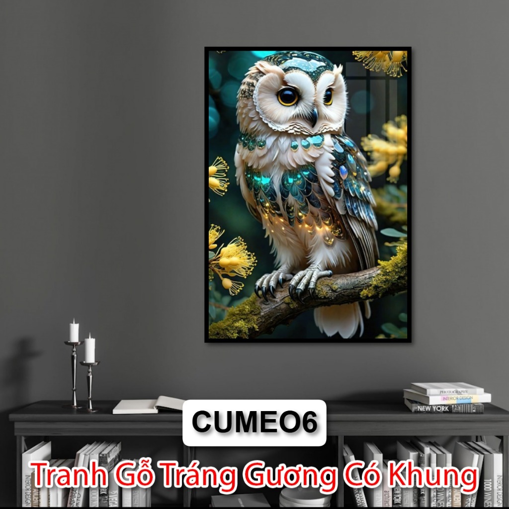 Tranh Gỗ Tráng Gương Chủ Đề Cú Mèo, Sự Hài Hòa Giữa Thiên Nhiên Và Nghệ Thuật - Decor Phòng Khách - Decor Khách Sạn