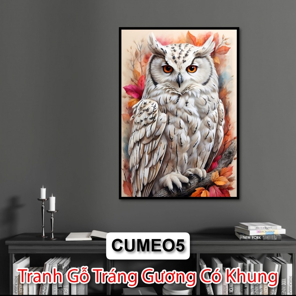 Tranh Gỗ Tráng Gương Chủ Đề Cú Mèo, Sự Hài Hòa Giữa Thiên Nhiên Và Nghệ Thuật - Decor Phòng Khách - Decor Khách Sạn