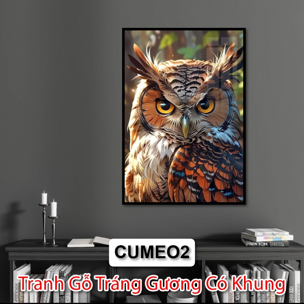 Tranh Gỗ Tráng Gương Chủ Đề Cú Mèo, Sự Hài Hòa Giữa Thiên Nhiên Và Nghệ Thuật - Decor Phòng Khách - Decor Khách Sạn