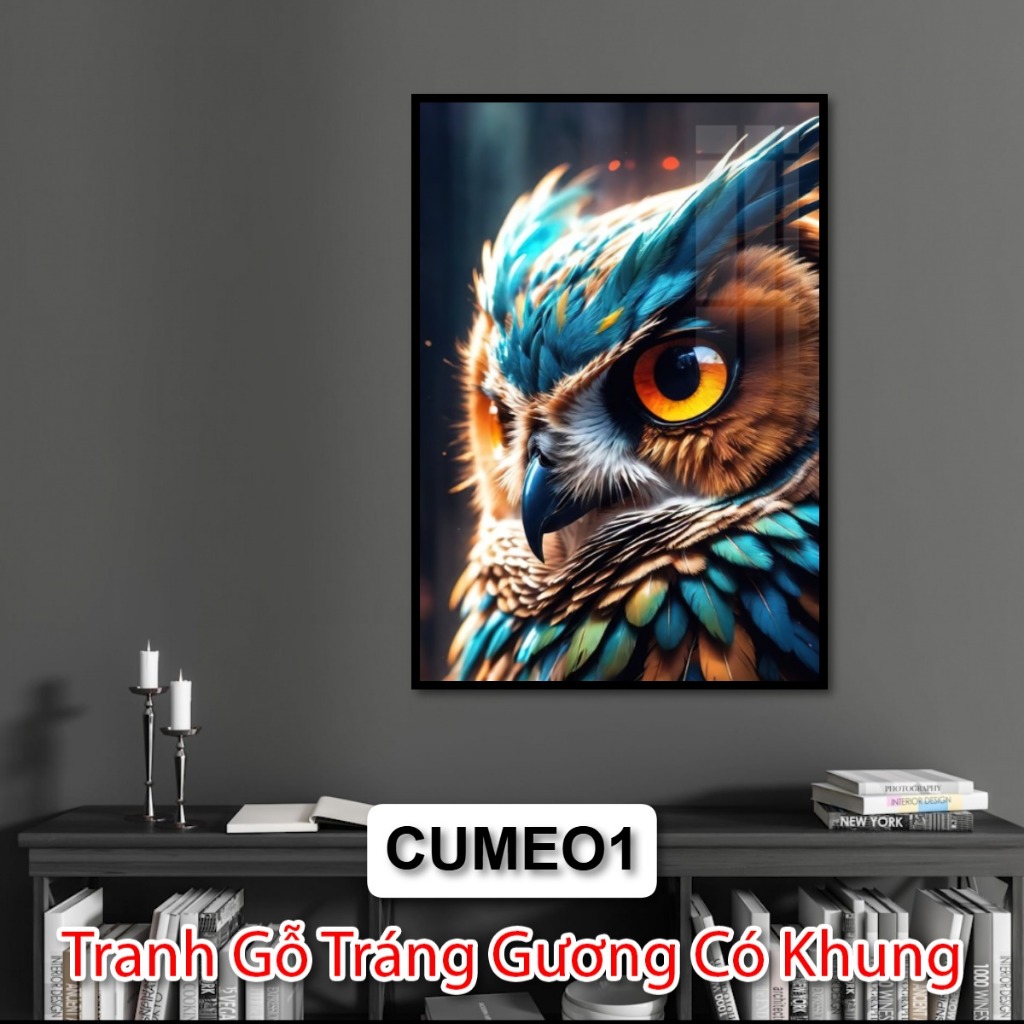 Tranh Gỗ Tráng Gương Chủ Đề Cú Mèo, Sự Hài Hòa Giữa Thiên Nhiên Và Nghệ Thuật - Decor Phòng Khách - Decor Khách Sạn
