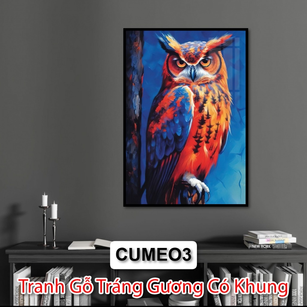 Tranh Gỗ Tráng Gương Chủ Đề Cú Mèo, Sự Hài Hòa Giữa Thiên Nhiên Và Nghệ Thuật - Decor Phòng Khách - Decor Khách Sạn