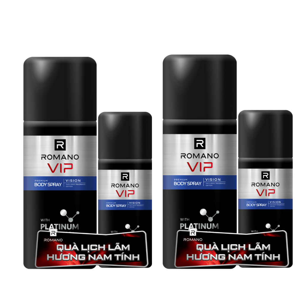 [TẶNG 2 Xịt khử mùi 63ML] Combo 2 Xịt khử mùi cho nam cao cấp VIP Romano (150ml x 2) (Tặng mùi ngẫu nhiên)
