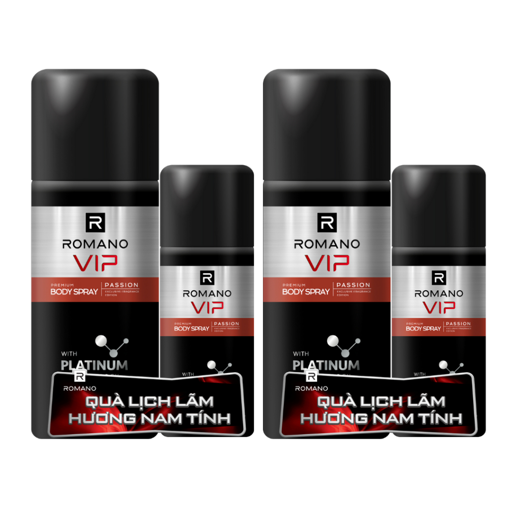 [TẶNG 2 Xịt khử mùi 63ML] Combo 2 Xịt khử mùi cho nam cao cấp VIP Romano (150ml x 2) (Tặng mùi ngẫu nhiên)
