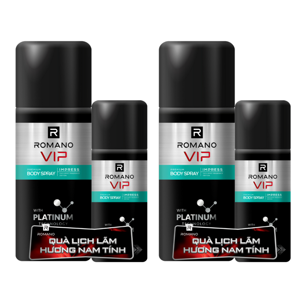 [TẶNG 2 Xịt khử mùi 63ML] Combo 2 Xịt khử mùi cho nam cao cấp VIP Romano (150ml x 2) (Tặng mùi ngẫu nhiên)