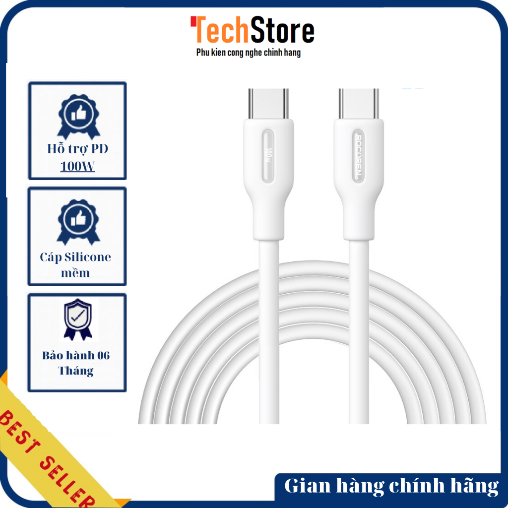 Cáp USB-C to USB-C Rocoren dài 1m - 100W [Nhập khẩu & Phân phối chính ...