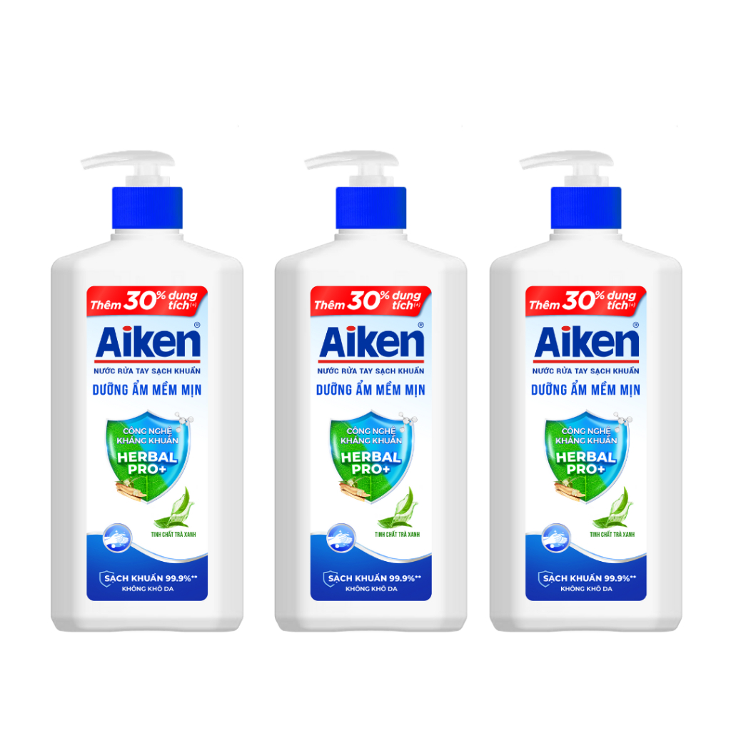 Combo 3 Nước rửa tay Aiken Sạch khuẩn khử mùi / dưỡng ẩm (494g x 3)