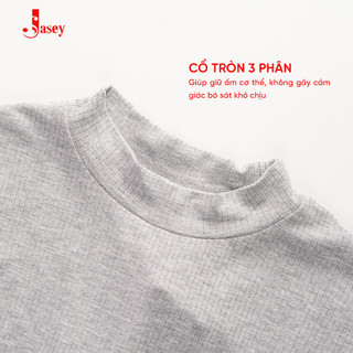 Áo thun tăm len dài tay JASEY, áo dáng ôm croptop chất coton mịn dày dặn chuẩn size mã 3162