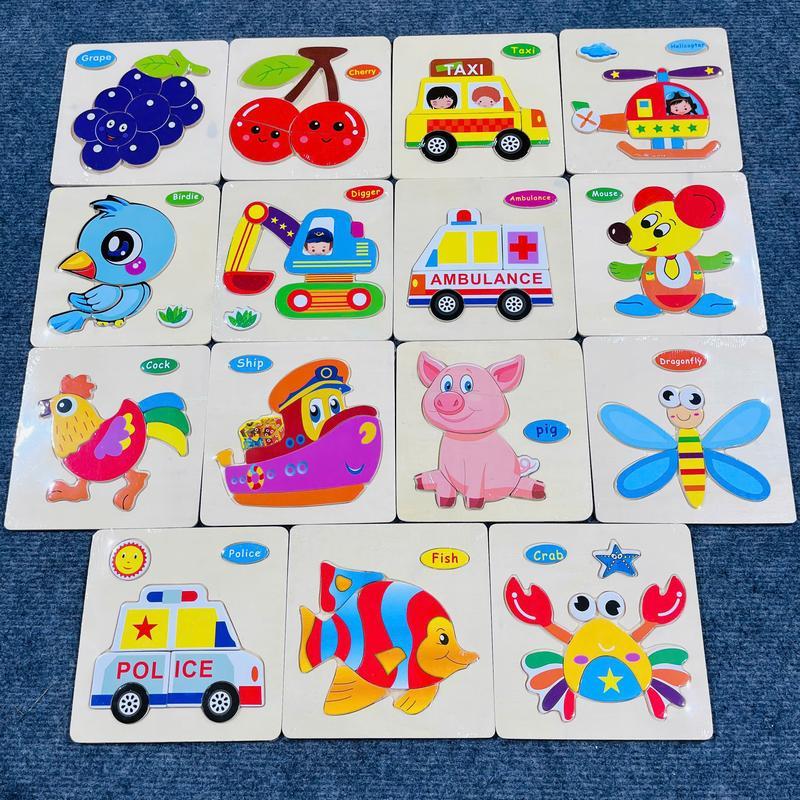 Combo 10-15 Tranh Ghép Gỗ Nổi 3D Bằng Gỗ Cho Bé Đồ chơi trí tuệ cho bé
