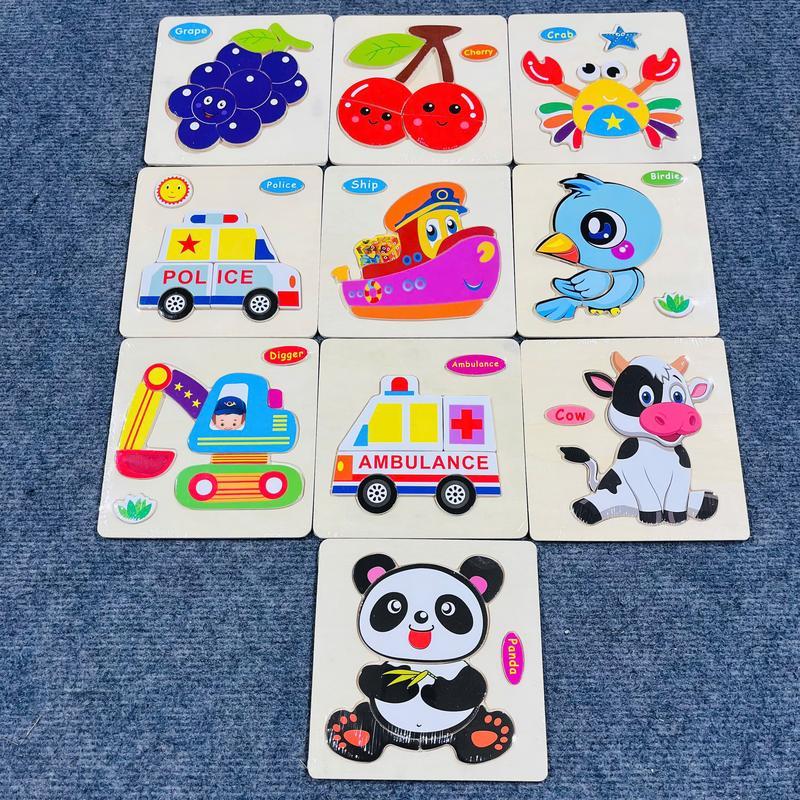Combo 10-15 Tranh Ghép Gỗ Nổi 3D Bằng Gỗ Cho Bé Đồ chơi trí tuệ cho bé
