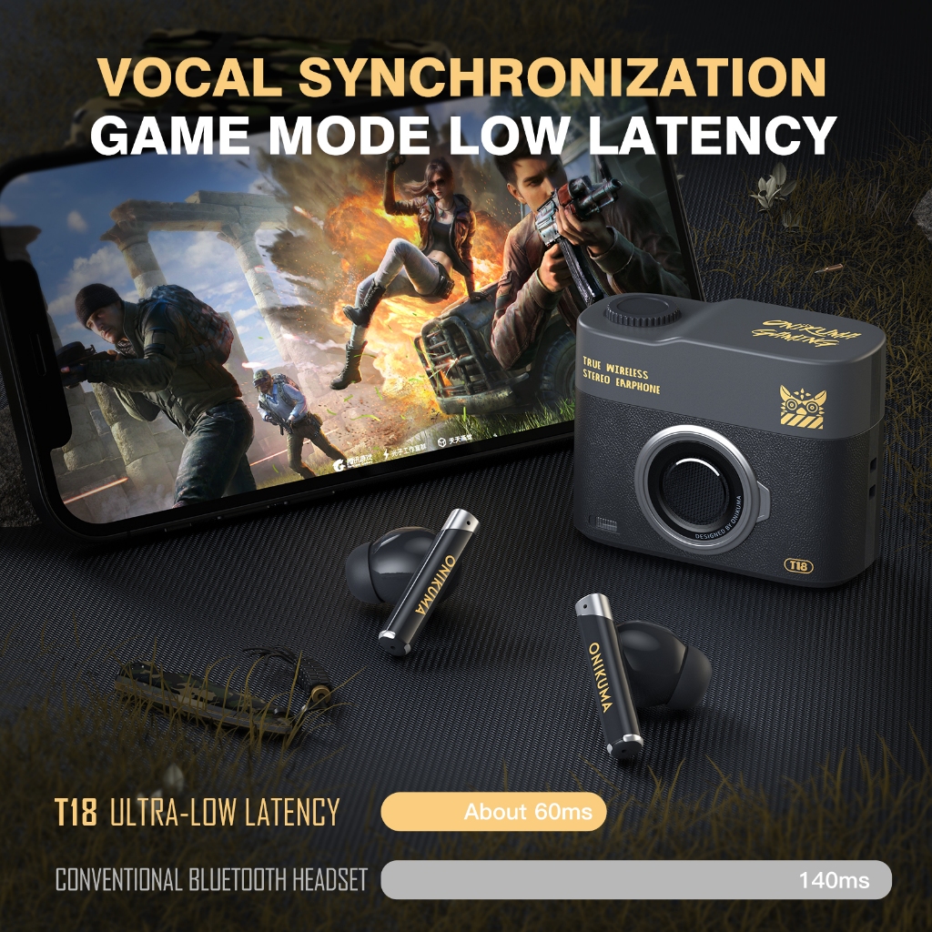 Tai Nghe Nhét Tai Bluetooth ONIKUMA T18 Tích Hợp Micro, Khử tiếng ồn chủ động