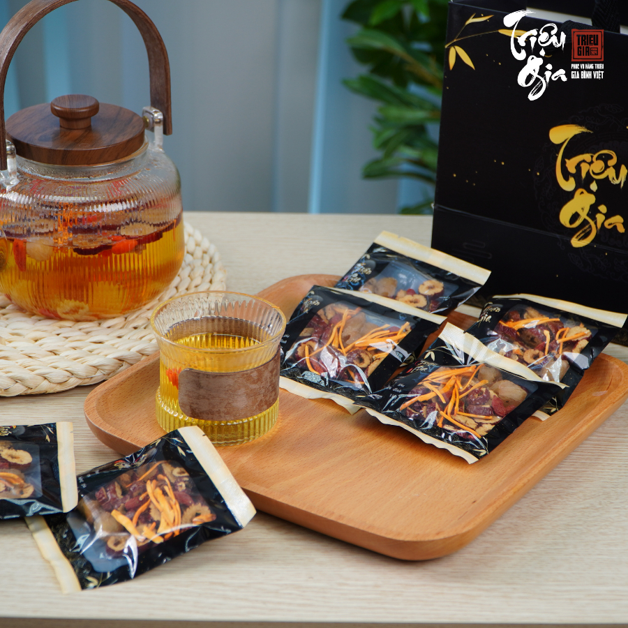Ảnh Set trà thảo mộc Triệu gia tứ vị giúp ngủ ngon, đẹp da, trà đông trùng hạ thảo tăng cường sức khỏe 4