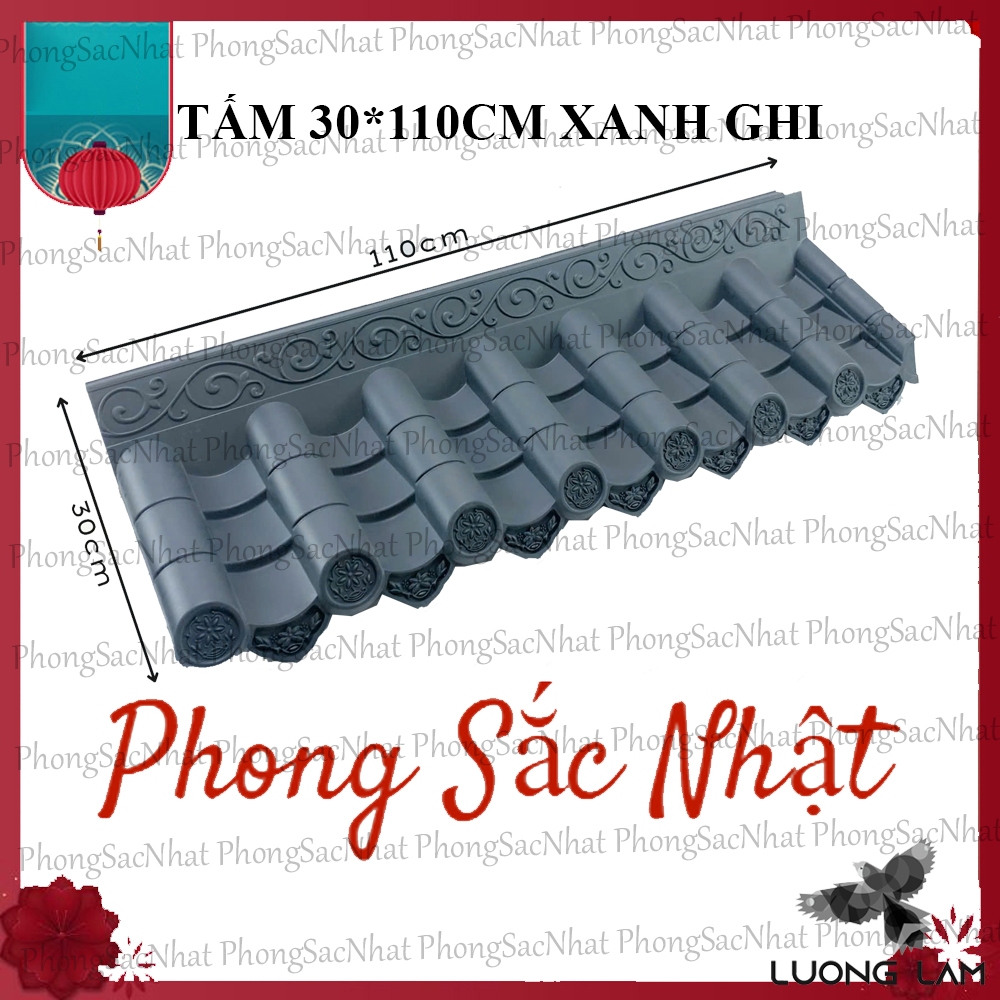 Khổ 30*110cm, Mái ngói nhựa âm dương phong cách Nhật Bản, nhựa nguyên sinh không mùi