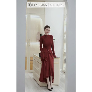 Set Đồ Dự Tiệc Sang Chảnh La Rosa Thiết Kế Áo Thun Co Giãn Phối Chân Váy Cách Điệu Nhún Eo Tôn Dáng S770