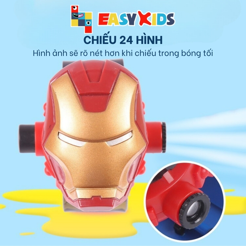 Đồng Hồ Chơi Cho Bé Trai Gái 345678 Tuổi Đeo Tay Siêu Nhân, Kuromi, Spiderman, Ironman, Hulk, Captain….Chiếu 24 Hình