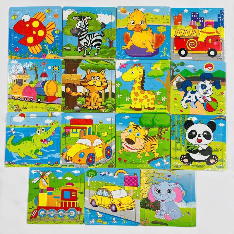 Combo 5-15 Tranh Ghép Hình Bằng Gỗ 9 Mảnh 15 x 15 cm Phát Triển Tư Duy Cho Bé
