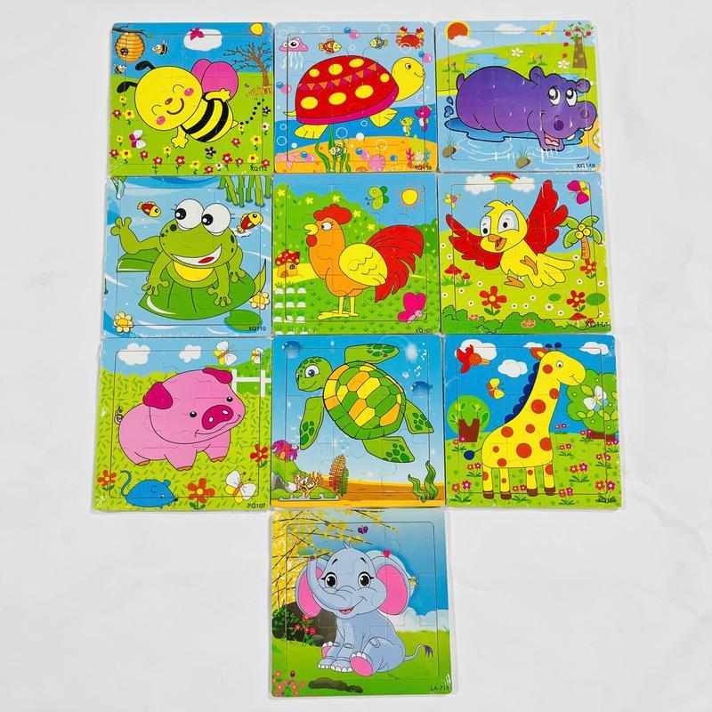 Combo 5-15 Tranh Ghép Hình Bằng Gỗ 9 Mảnh 15 x 15 cm Phát Triển Tư Duy Cho Bé