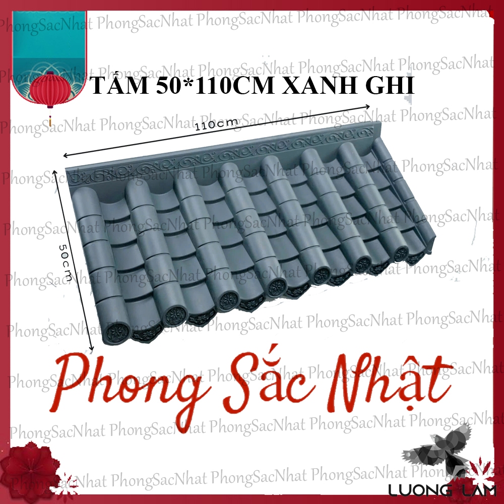 Khổ 50*110cm, Mái ngói nhựa âm dương phong cách Nhật Bản, 100% nhựa nguyên sinh không mùi