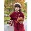 Set Váy Đỏ Noel Cho Bé 8-35kg Áo Dạ Nhung Kèm Váy Xòe Phong Cách Hàn Quốc